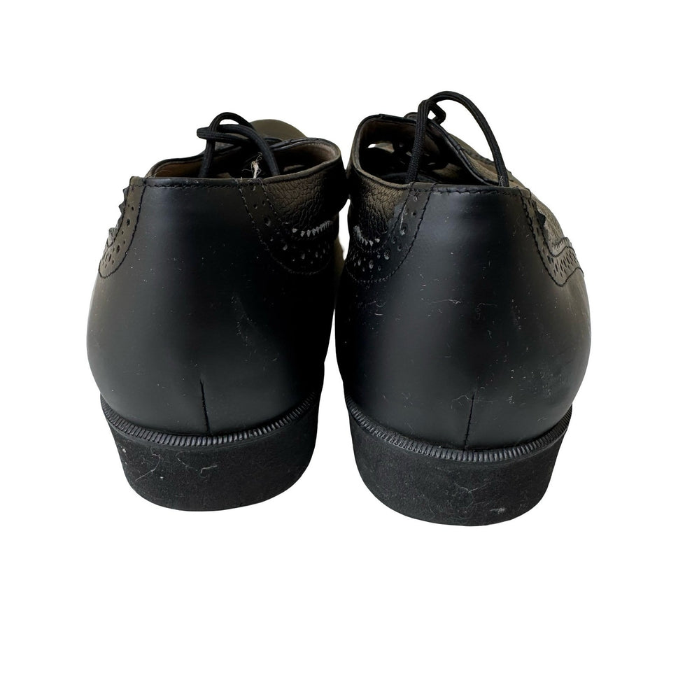 Salvatore Ferragamo Wingtip Brogue Oxford Italian Luxury Leather Black Womens 11