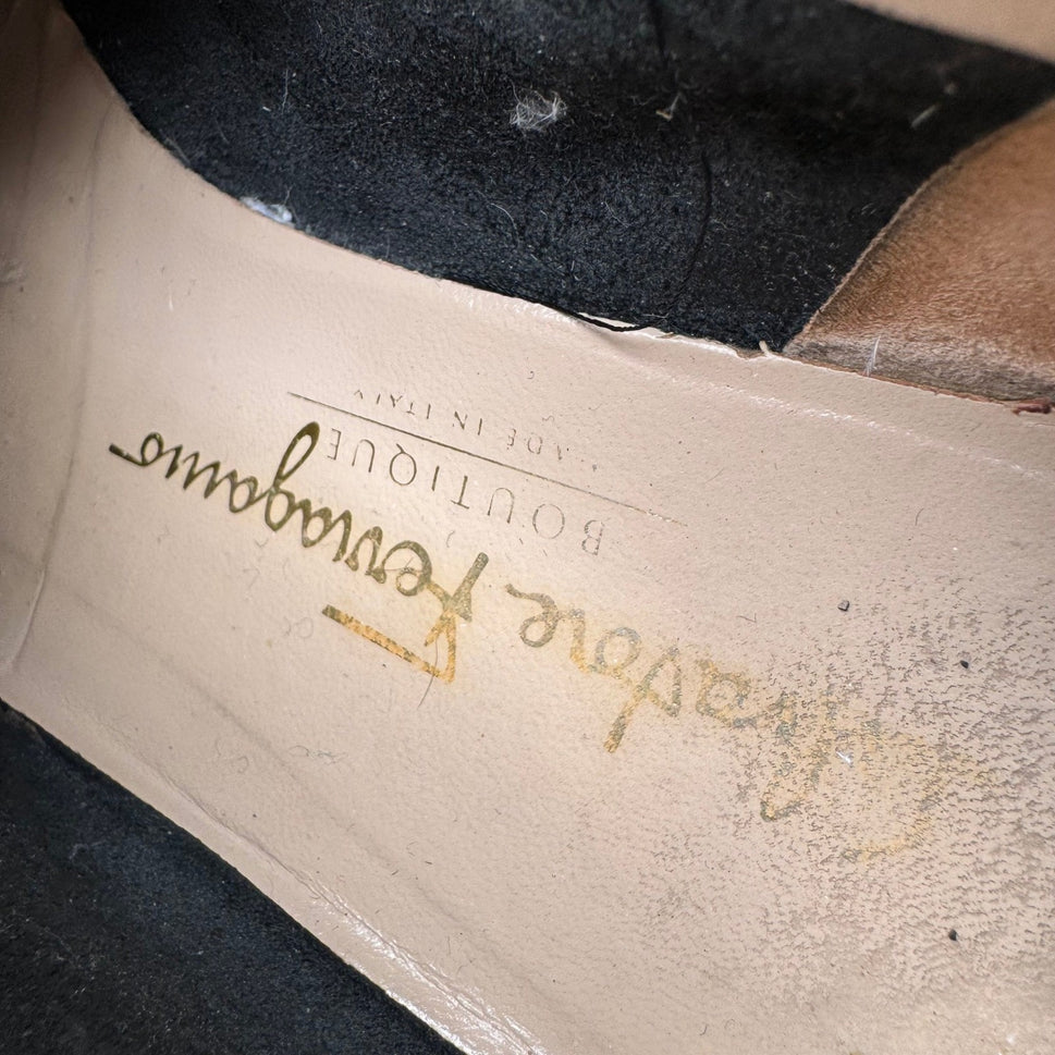 Salvatore Ferragamo Wingtip Brogue Oxford Italian Luxury Leather Black Womens 11