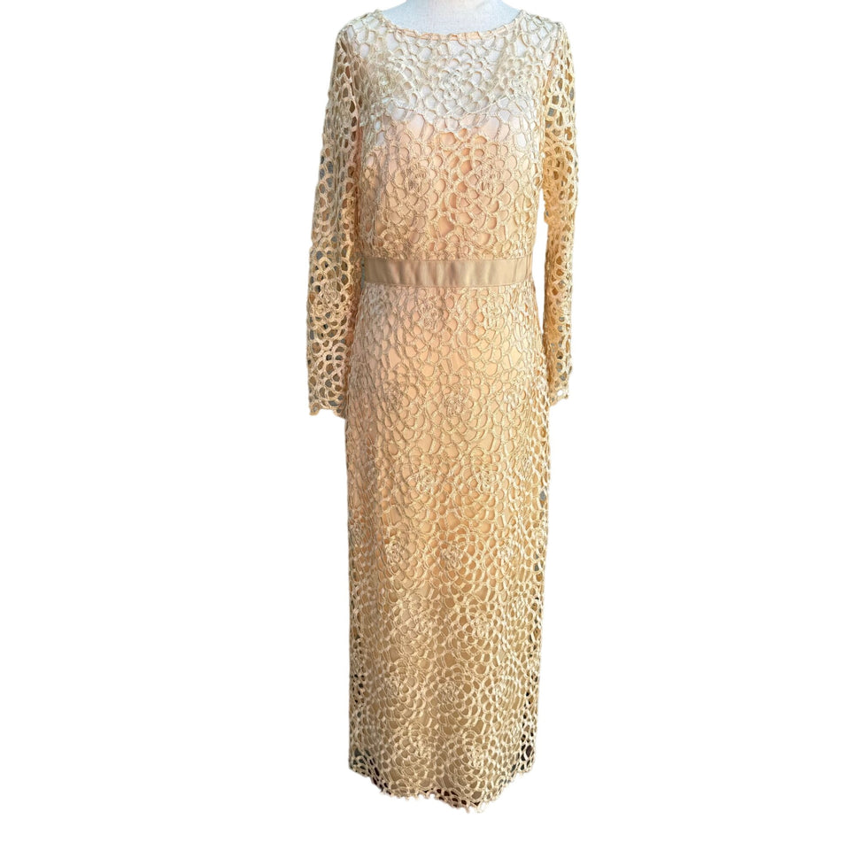 Jax Vintage Lace Long Sleeve Formal Full Length Column Wiggle Evening Gown Dress