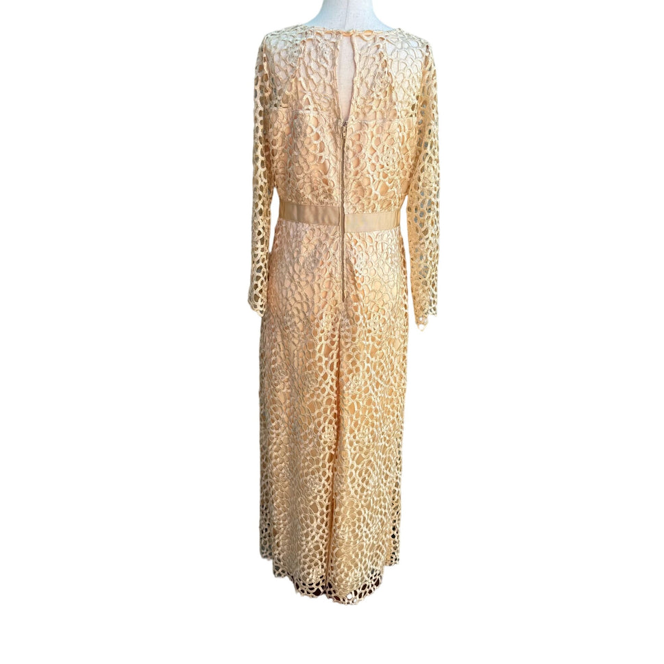 Jax Vintage Lace Long Sleeve Formal Full Length Column Wiggle Evening Gown Dress