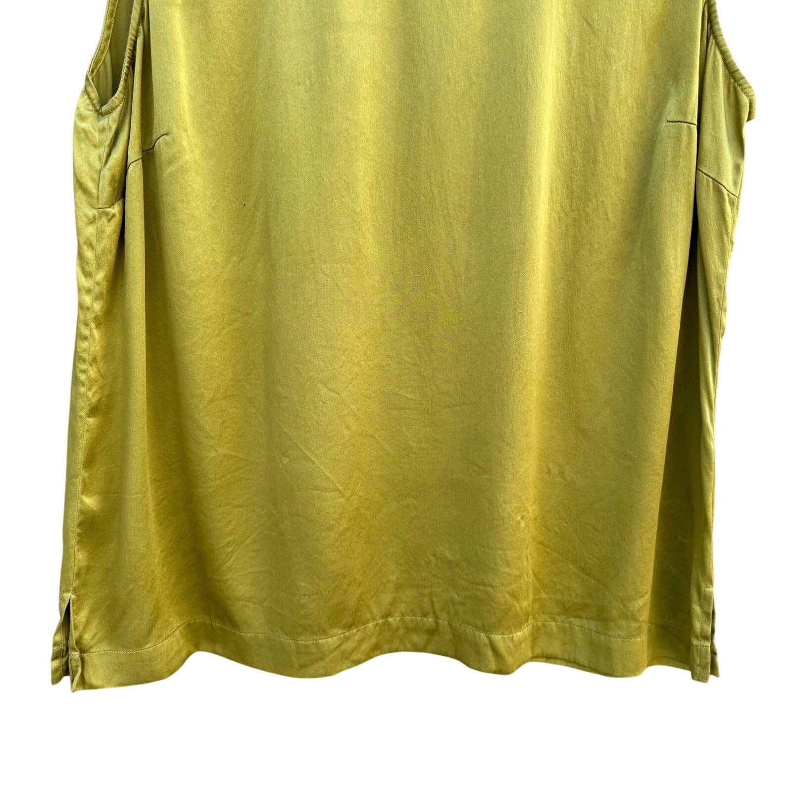 Go Silk Womens Chartreuse Green 100% Silk Sleeveless Scoop Neck Tank Top Large