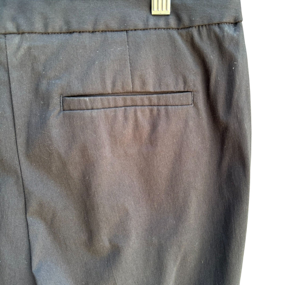 Mario Serrani Womens Stretch Flat Front Straight Leg Black Mid Rise Dress Pants L