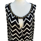 Switch Pretty Good Chain Neckline Chevron Cold Shoulder Flowy Wrap Blouse Black Women M 3 image