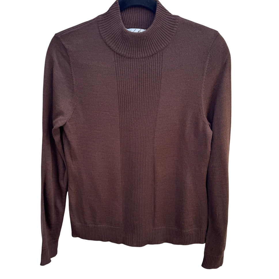 Randolph Duke The Look Brown Ribbed Turtleneck Knit Sweater Wool Blend Lagenlook