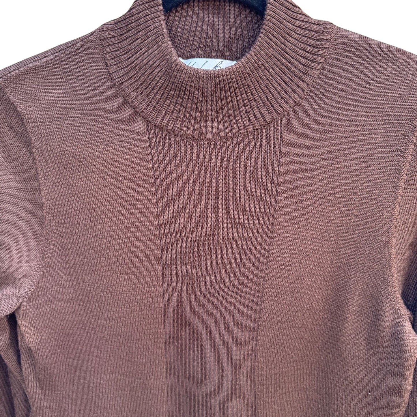 Randolph Duke The Look Brown Ribbed Turtleneck Knit Sweater Wool Blend Lagenlook