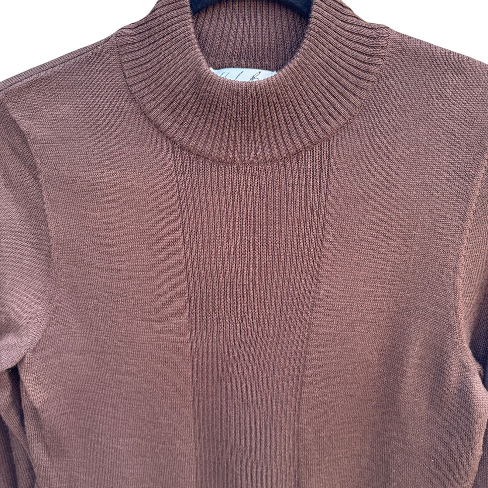 Randolph Duke The Look Brown Ribbed Turtleneck Knit Sweater Wool Blend Lagenlook