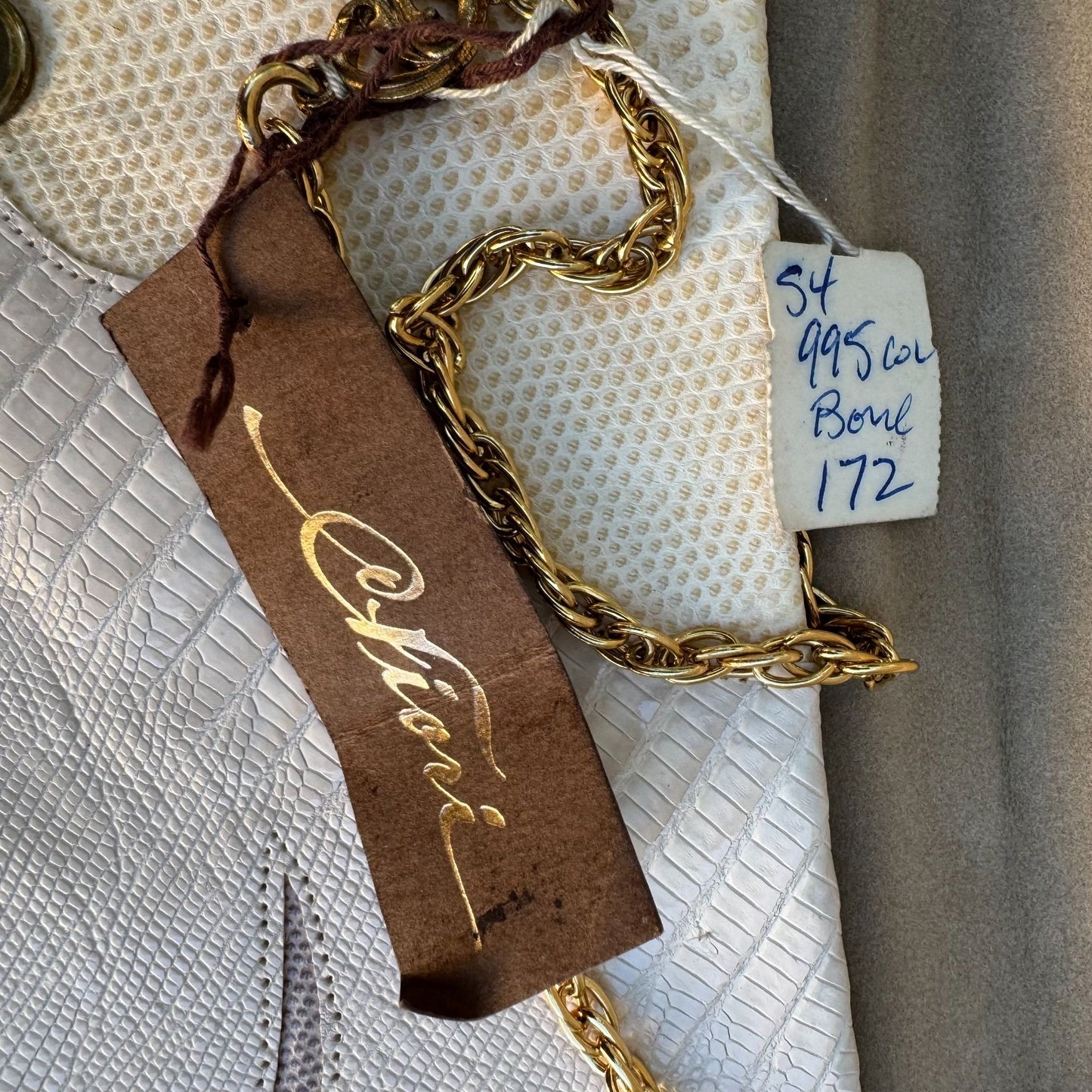 Carlo Fiori Lizard Python Italian Leather Patchwork Clutch Purse Snap Closure