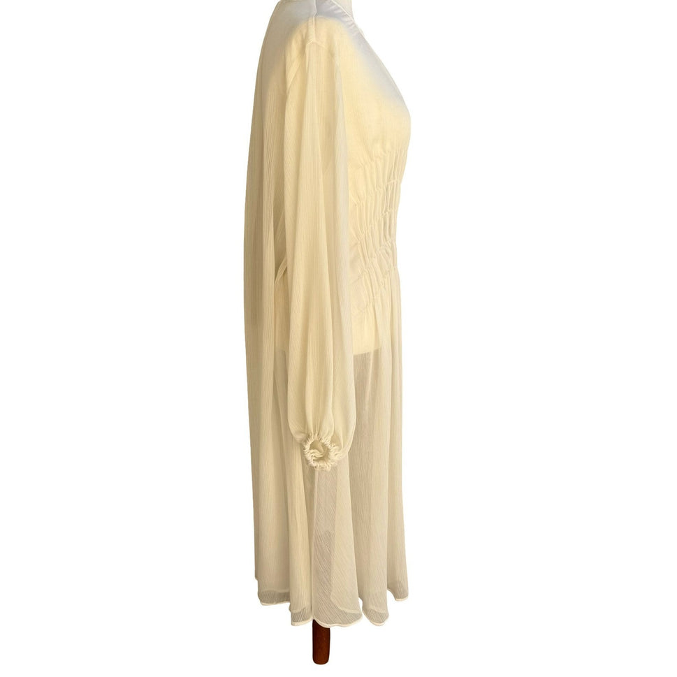 ASOS Edition Ethereal Flowy Boho Plisse Smocked Waist Maxi Dress Romantic 4