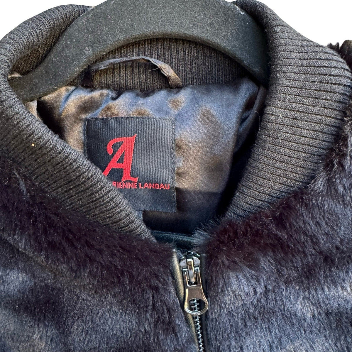 Adrienne Landau Vintage 90s Y2K Streetwear Glam Edgy Faux Fur Bomber Jacket S