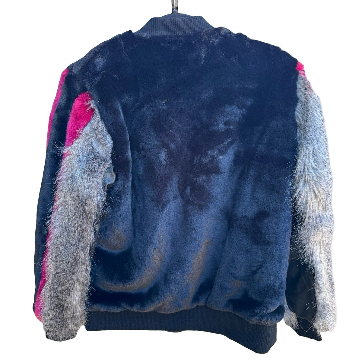 Adrienne Landau Vintage 90s Y2K Streetwear Glam Edgy Faux Fur Bomber Jacket S