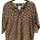 Switch Bob Mackie Wearable Art Vintage Womens Leopard Print Sequin V Neck Knit Blouse M 3 image