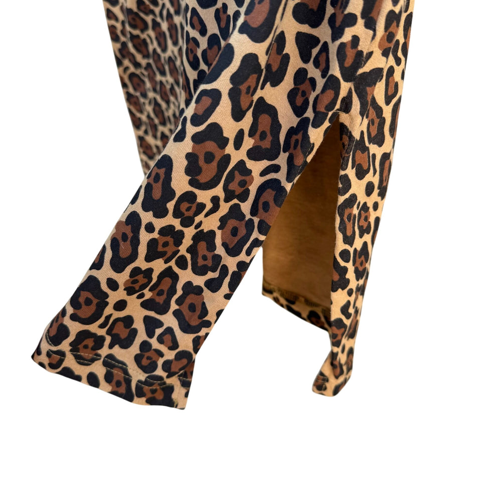 Bob Mackie Wearable Art Vintage Womens Leopard Print Sequin V Neck Knit Blouse M