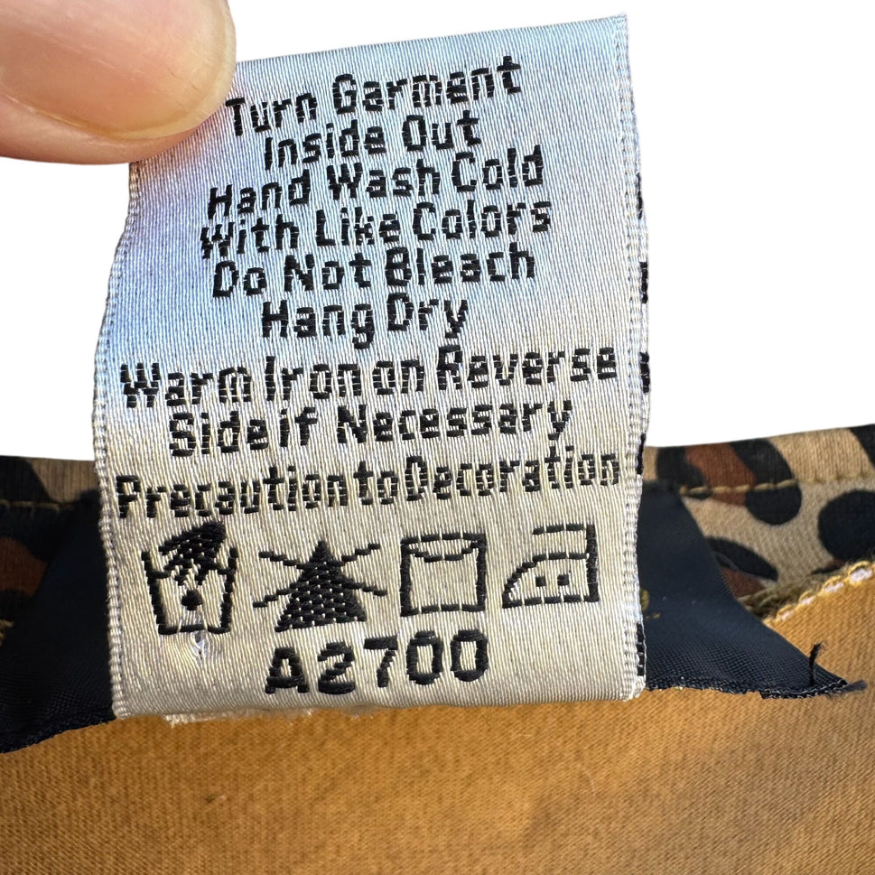 Bob Mackie Wearable Art Vintage Womens Leopard Print Sequin V Neck Knit Blouse M