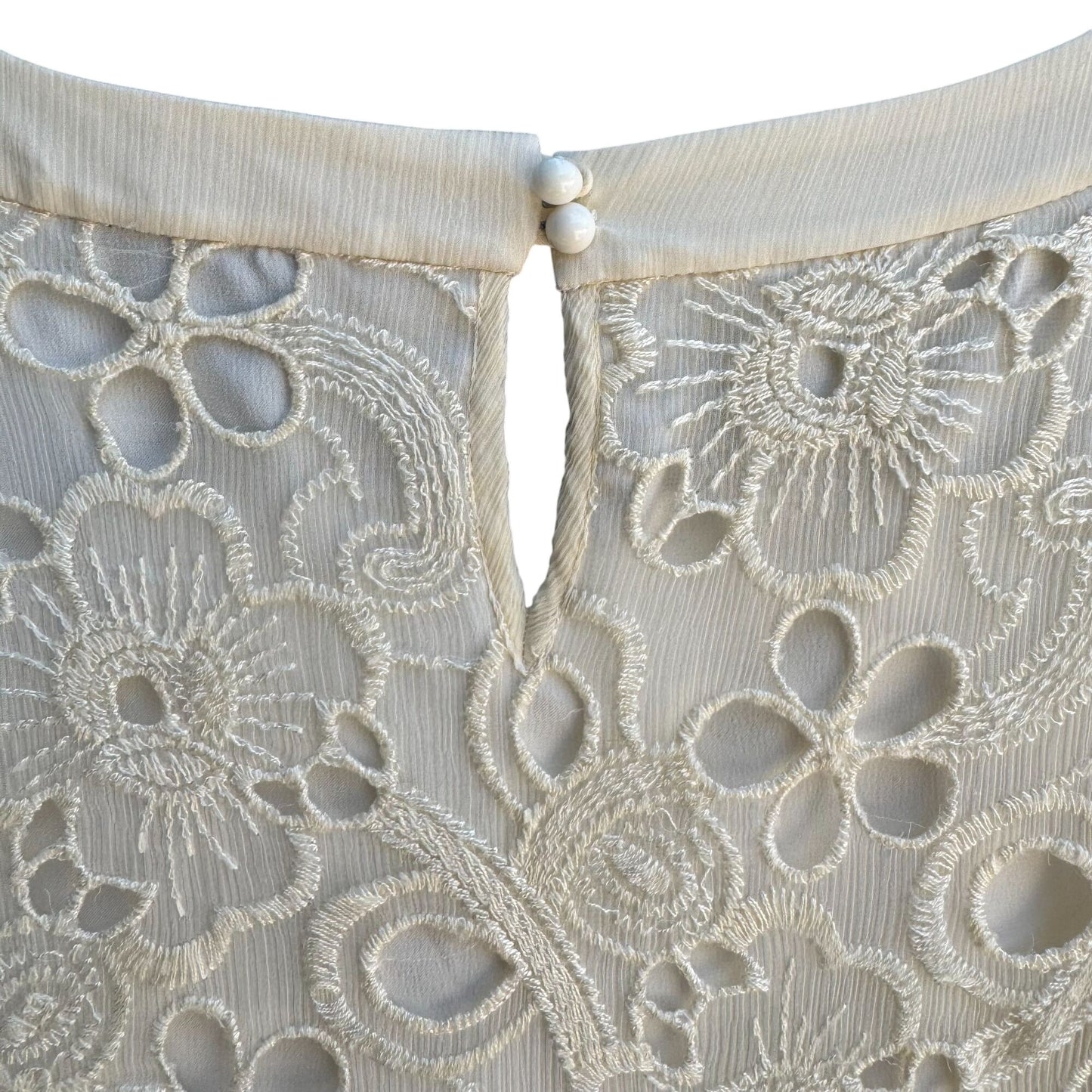 Eci New York Womens Boho Silk Ivory Floral Lace Sheer Short Sleeve Dress 12