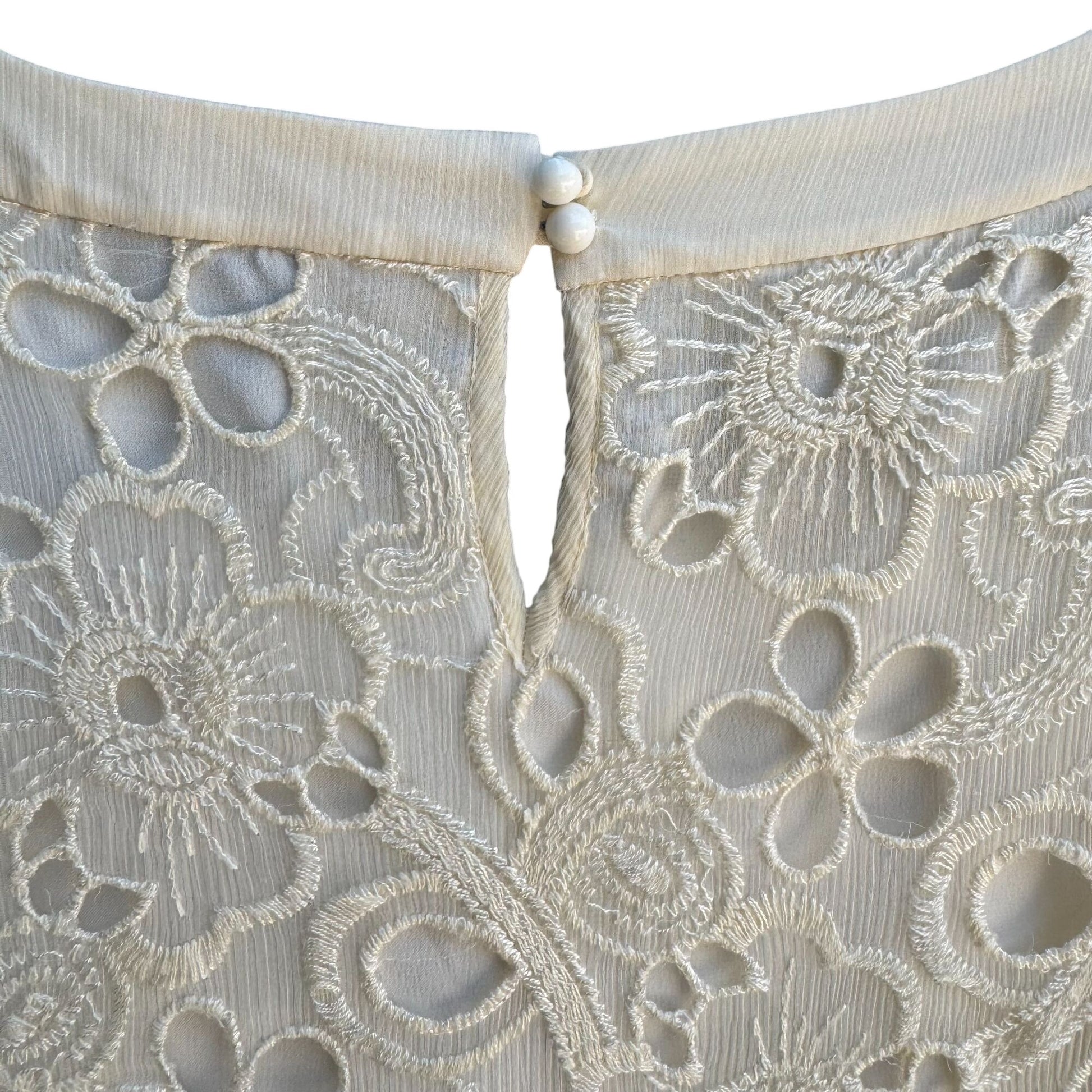 Eci New York Womens Boho Silk Ivory Floral Lace Sheer Short Sleeve Dress 12