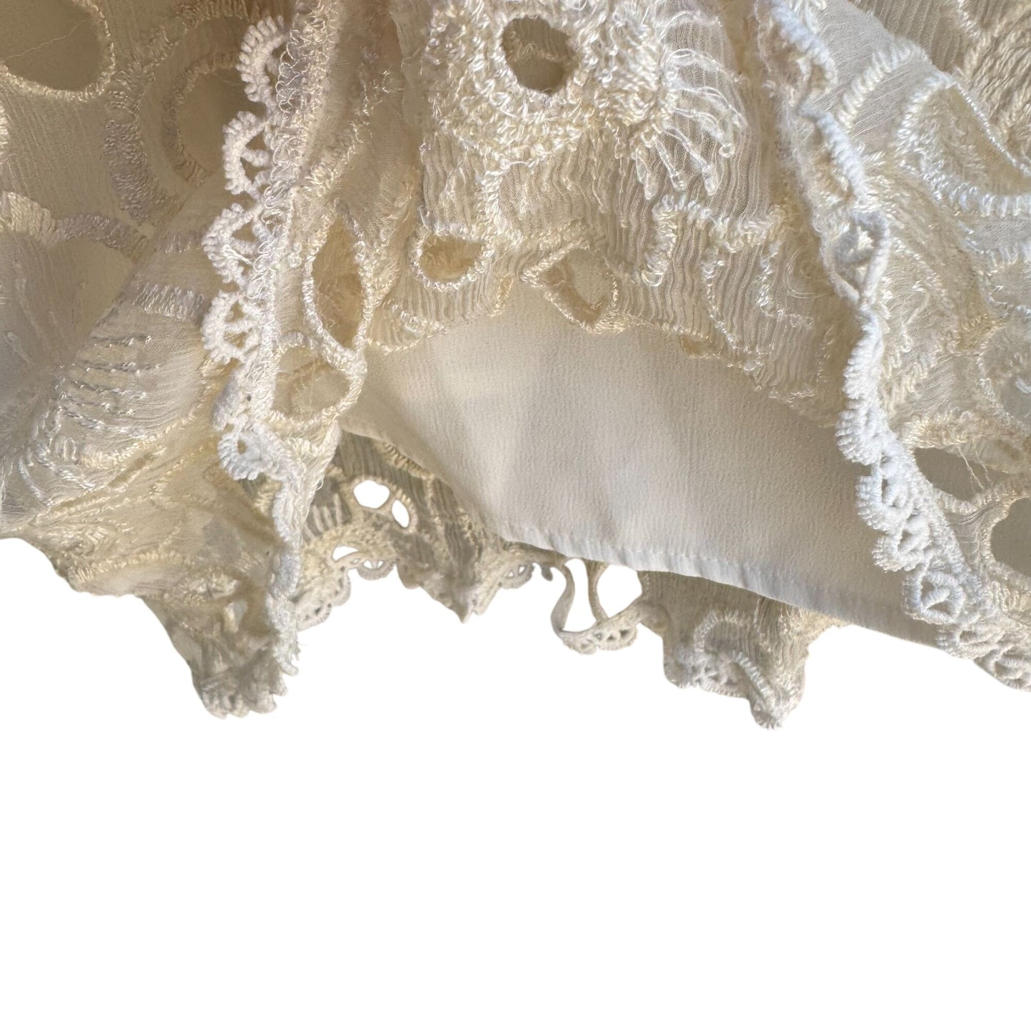 Eci New York Womens Boho Silk Ivory Floral Lace Sheer Short Sleeve Dress 12