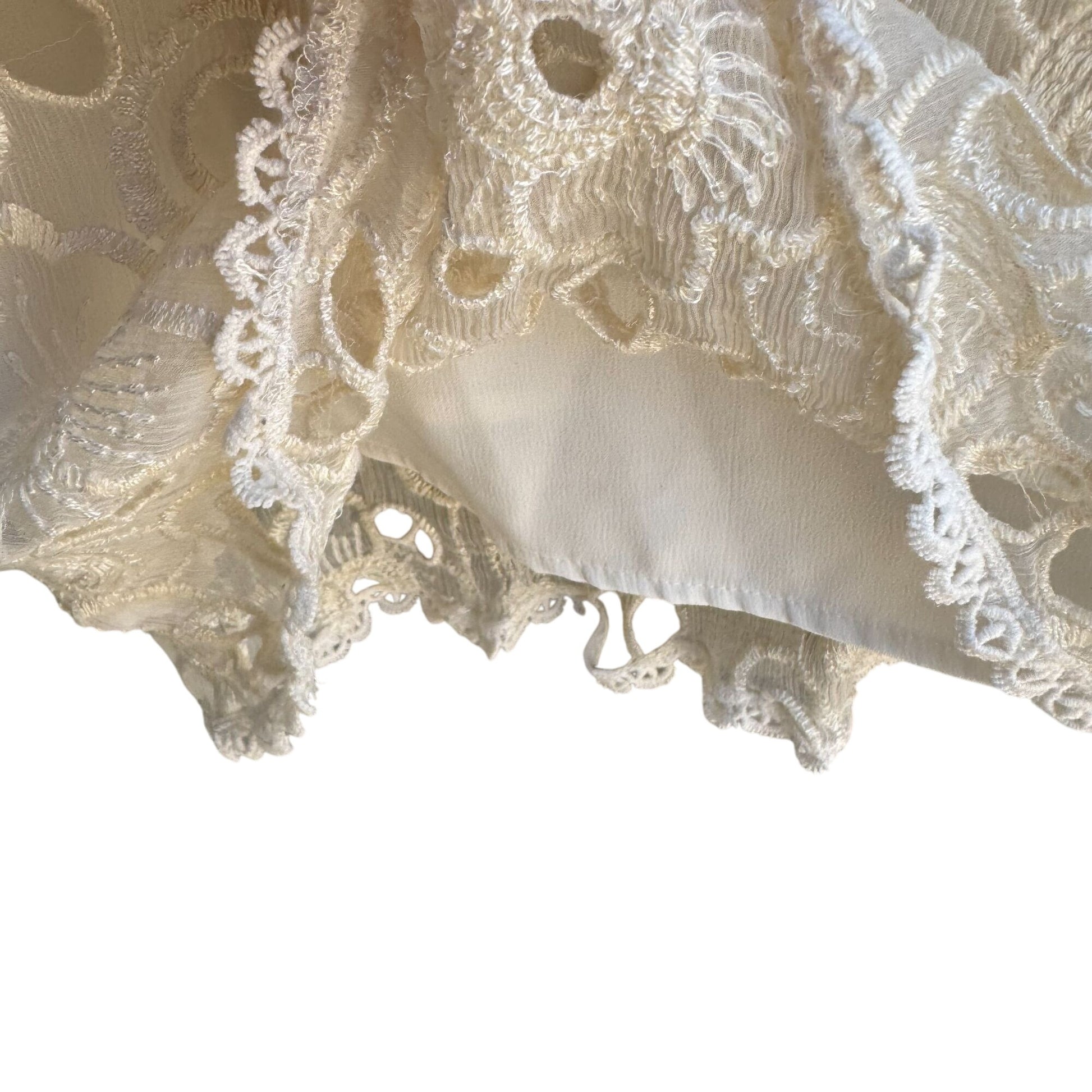 Eci New York Womens Boho Silk Ivory Floral Lace Sheer Short Sleeve Dress 12