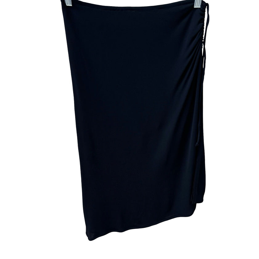 Cynthia Steffe Vintage 90s Minimalist Ruched Side Tie Midi Skirt Asymmetrical S