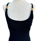 Switch Sessa Vintage Black Knit Sleeveless Cross Back Wide Leg Jumpsuit Gold Accents M 2 image