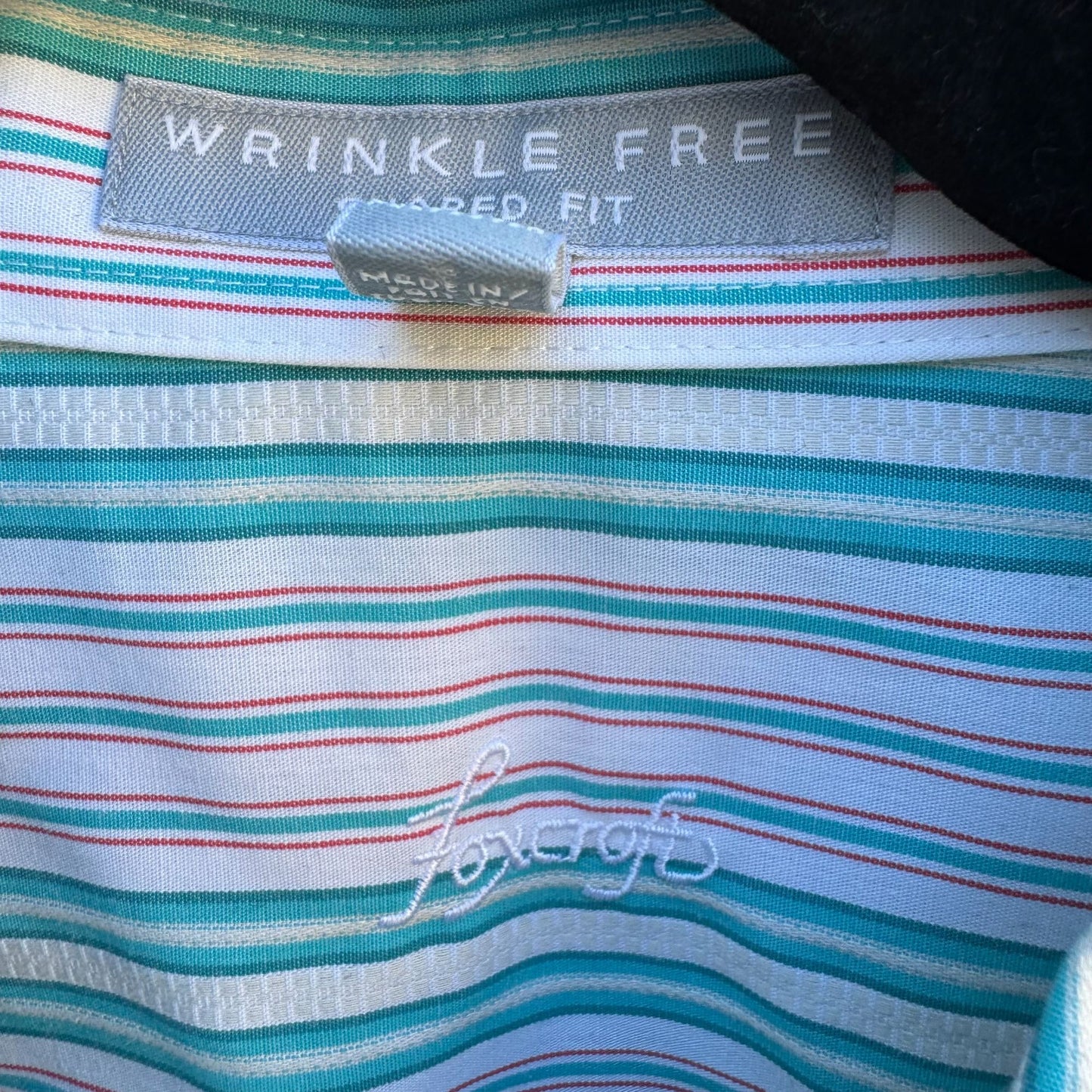 Foxcroft Womens Preppy Wrinkle Free Shaped Fit Striped Long Sleeve Dress Shirt