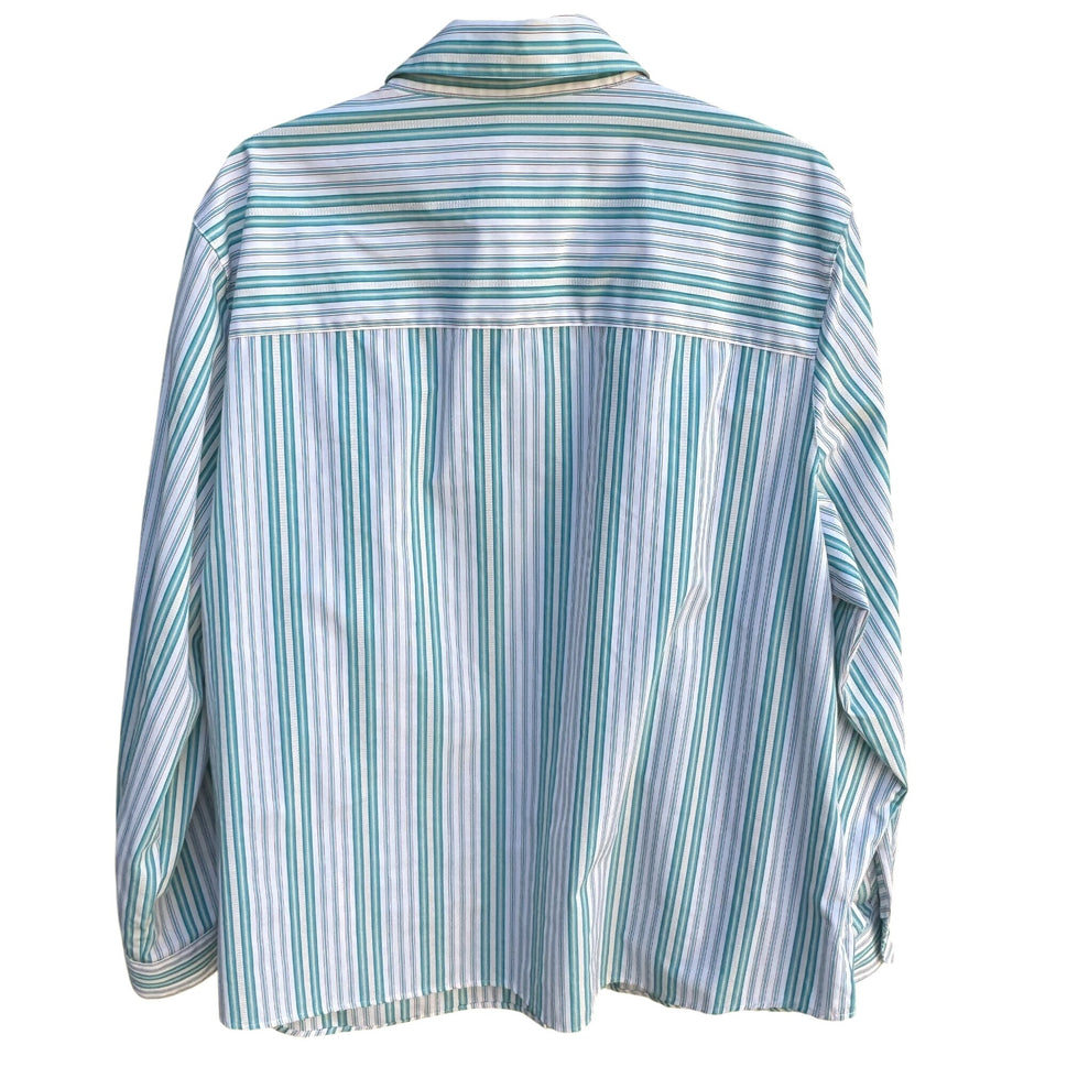 Foxcroft Womens Preppy Wrinkle Free Shaped Fit Striped Long Sleeve Dress Shirt