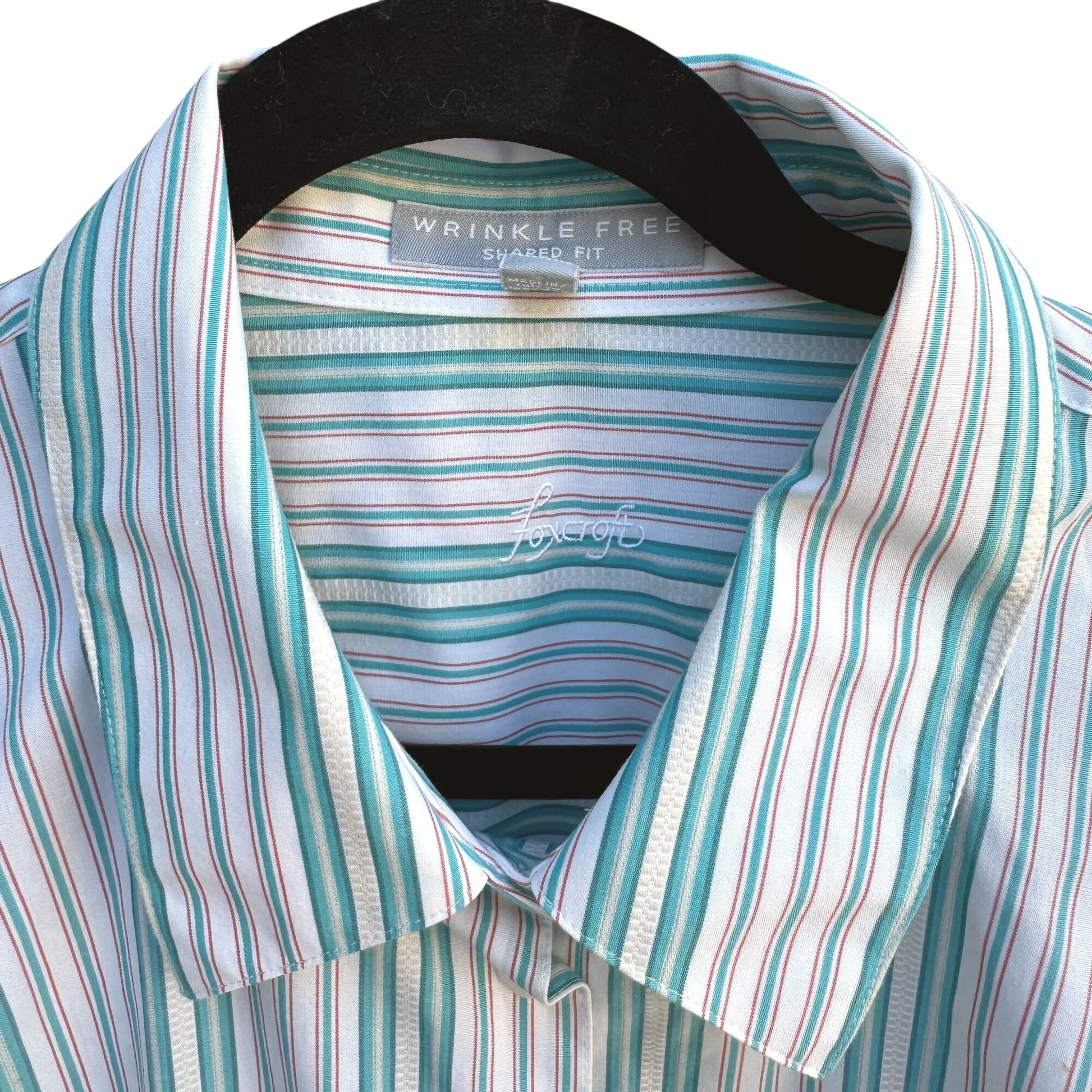 Foxcroft Womens Preppy Wrinkle Free Shaped Fit Striped Long Sleeve Dress Shirt