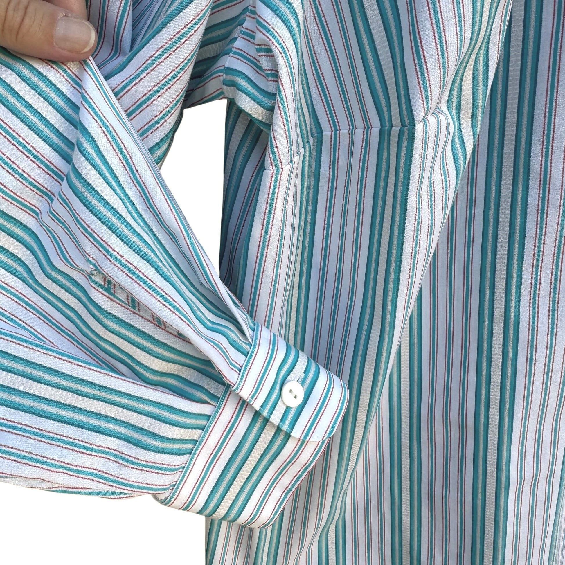 Foxcroft Womens Preppy Wrinkle Free Shaped Fit Striped Long Sleeve Dress Shirt