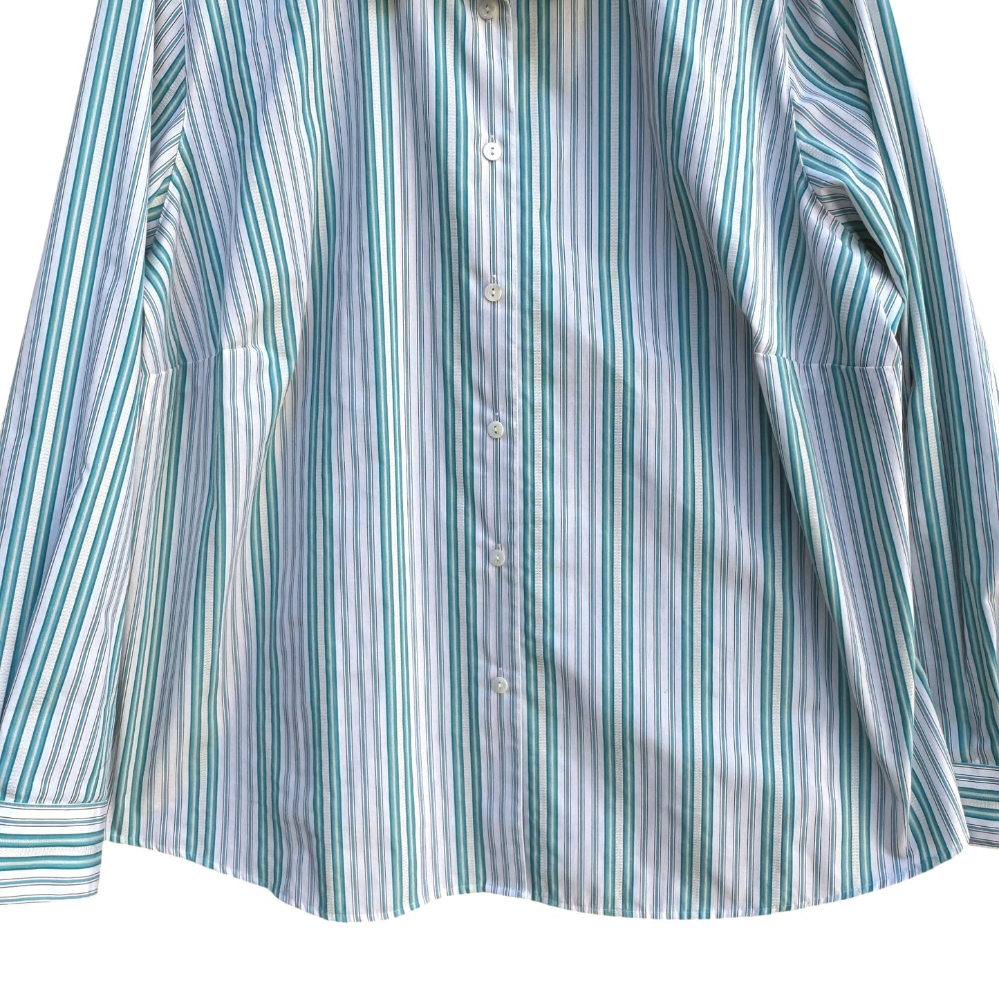 Foxcroft Womens Preppy Wrinkle Free Shaped Fit Striped Long Sleeve Dress Shirt