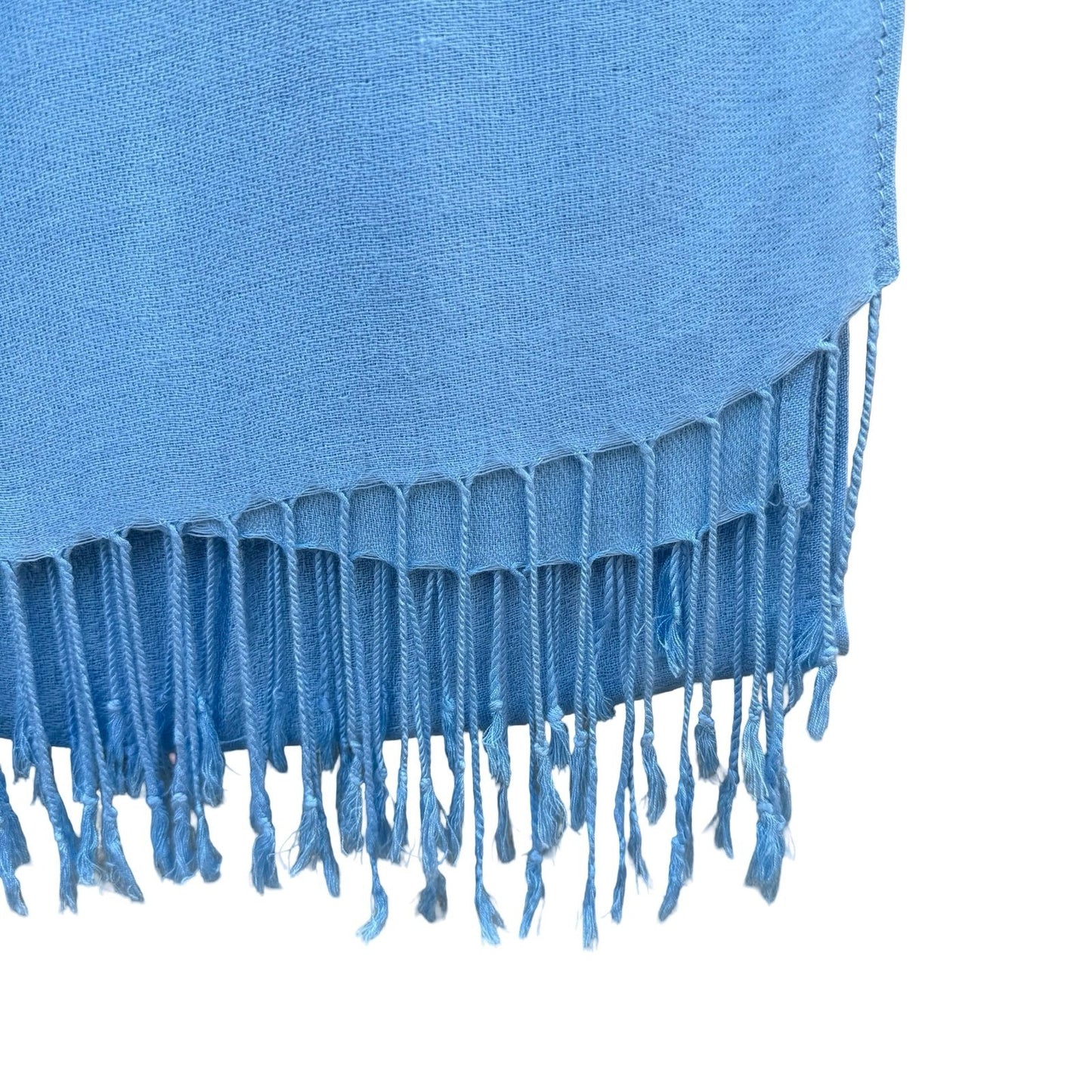 Light Blue Floral Jacquard Pashmina Shawl Wrap Stole Fringe Trim Formal Scarf