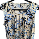 Switch Kasper Professional Abstract Floral Leaf Print Pleated Keyhole Sleeveless Blouse 3 image