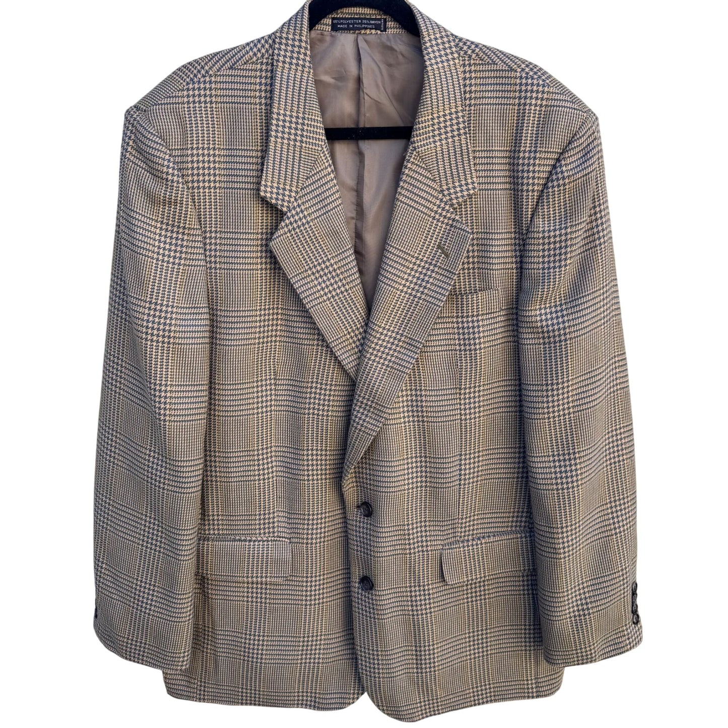 Venezia Vintage Plaid Blazer Mens Preppy Houndstooth Suit Blazer Jacket 44L