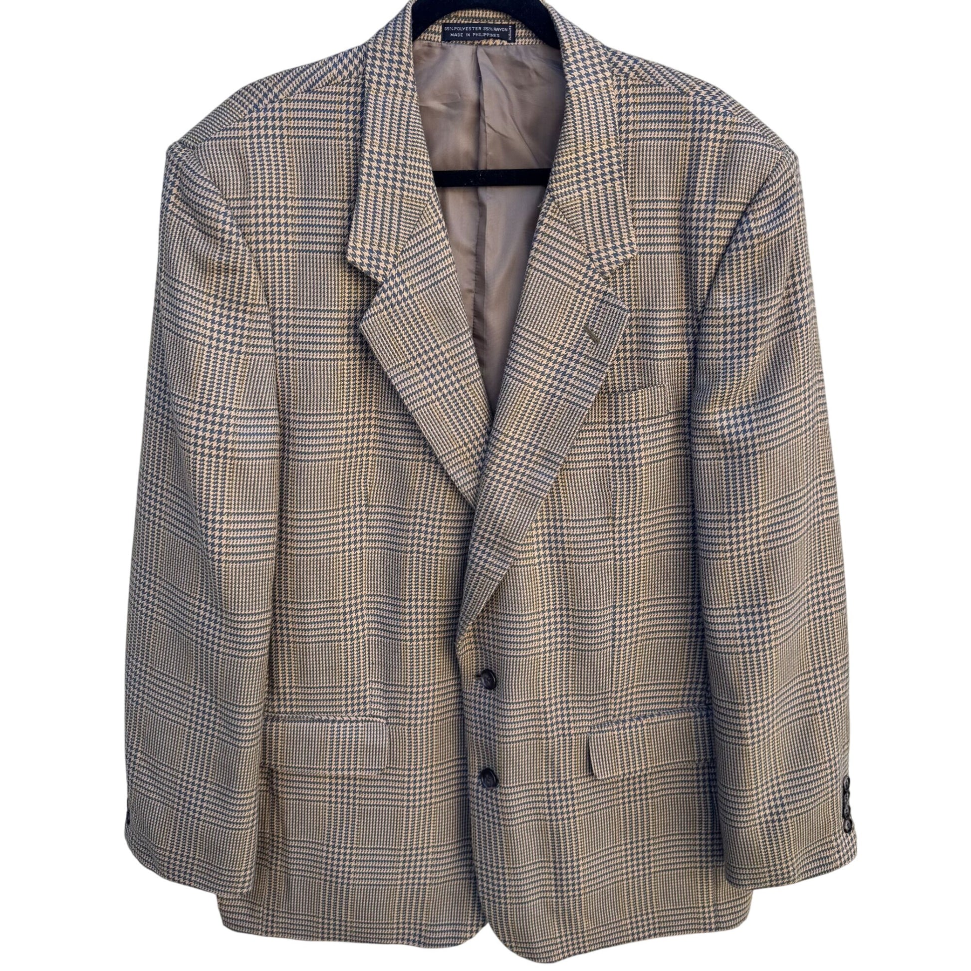 Venezia Vintage Plaid Blazer Mens Preppy Houndstooth Suit Blazer Jacket 44L