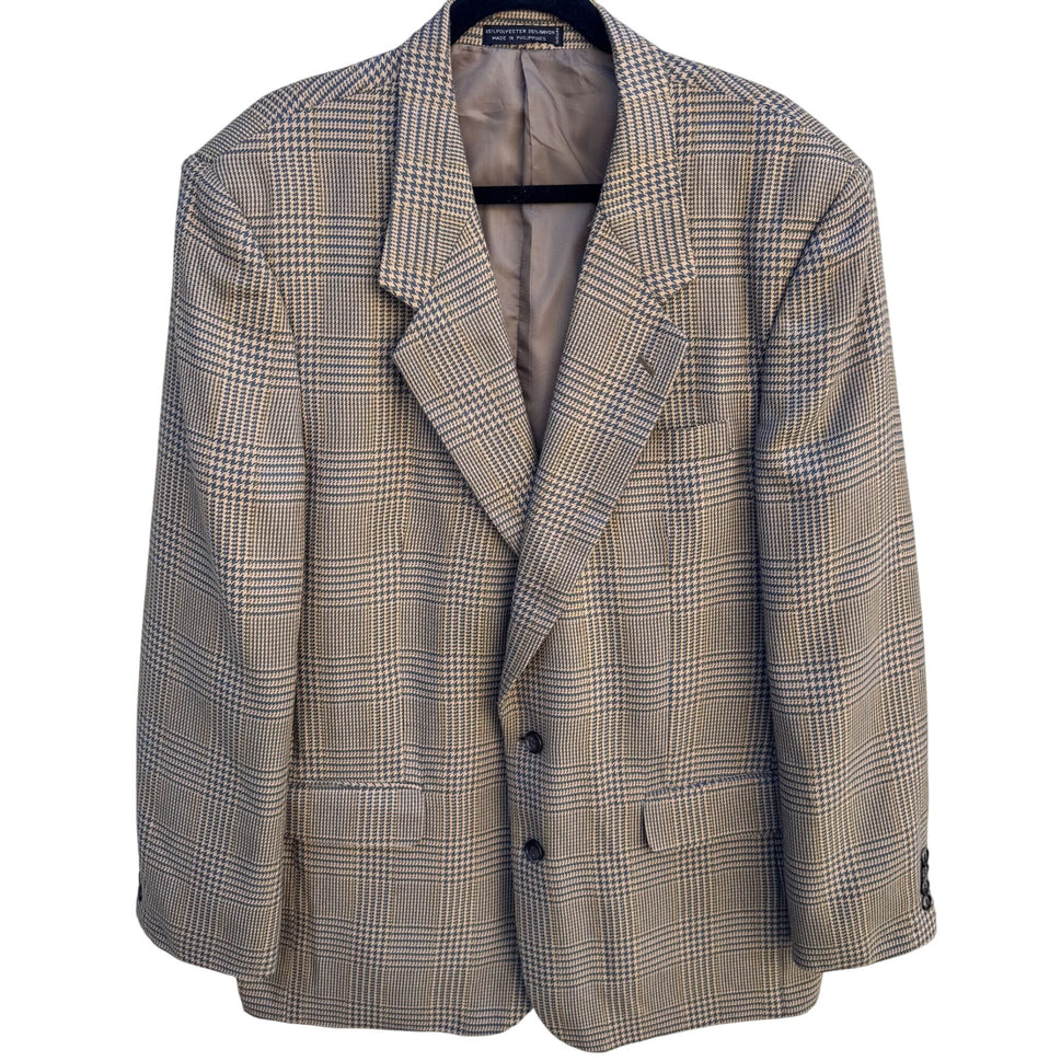 Venezia Vintage Plaid Blazer Mens Preppy Houndstooth Suit Blazer Jacket 44L