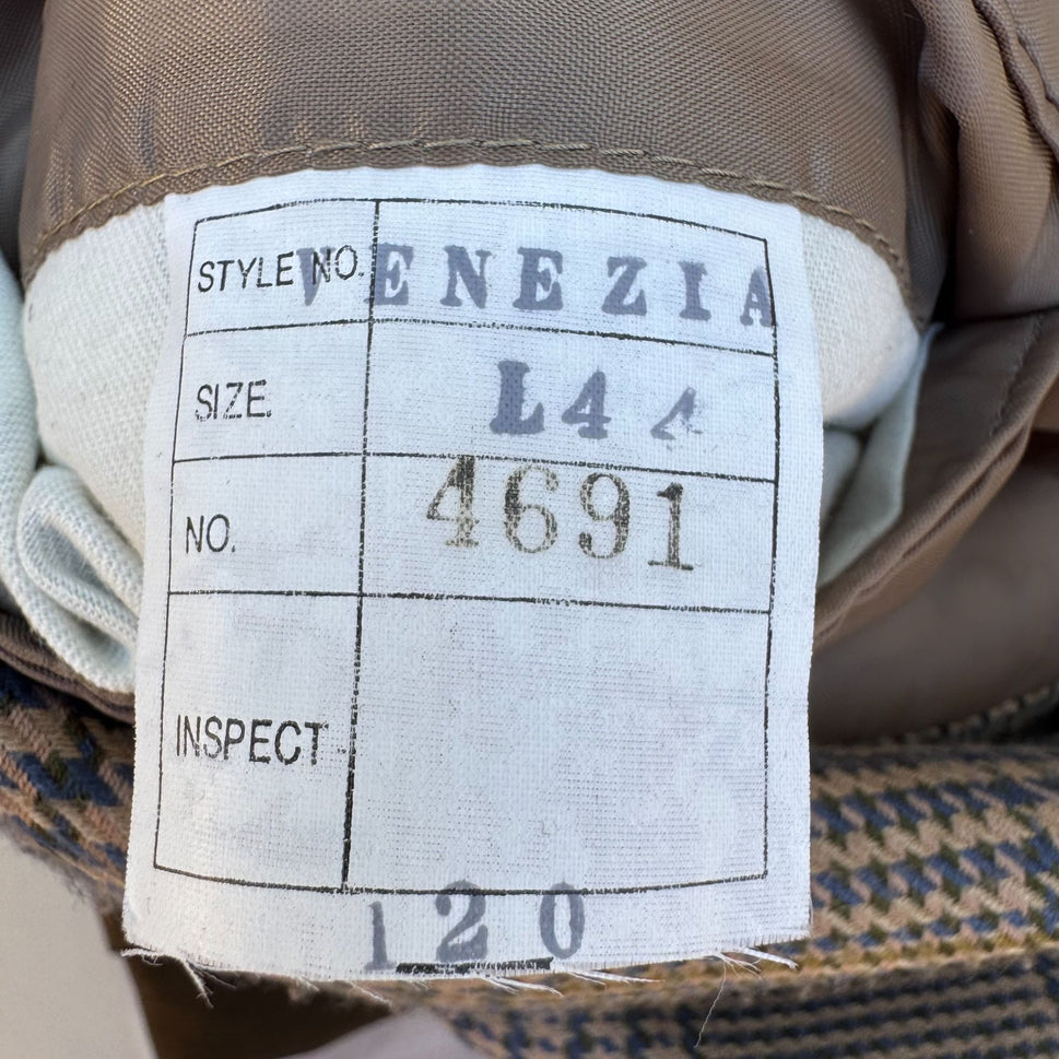 Venezia Vintage Plaid Blazer Mens Preppy Houndstooth Suit Blazer Jacket 44L