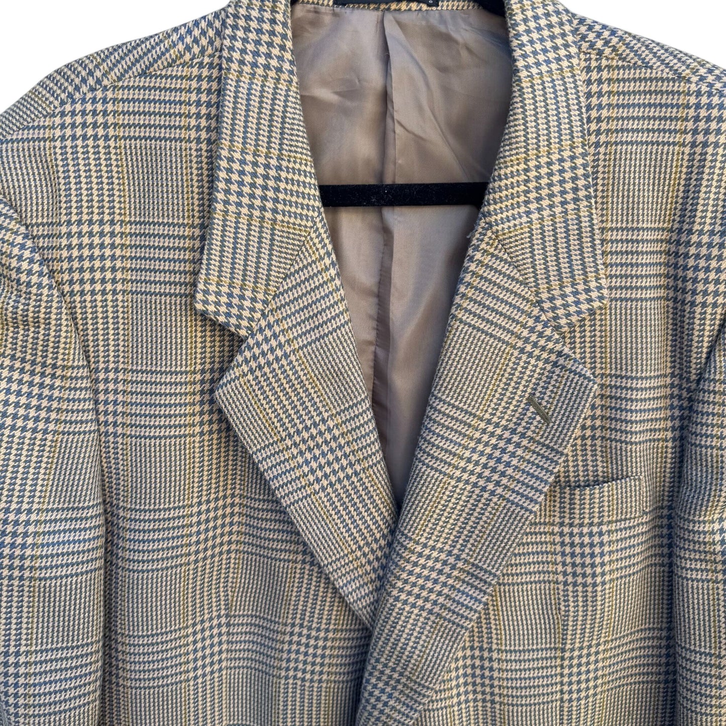 Venezia Vintage Plaid Blazer Mens Preppy Houndstooth Suit Blazer Jacket 44L