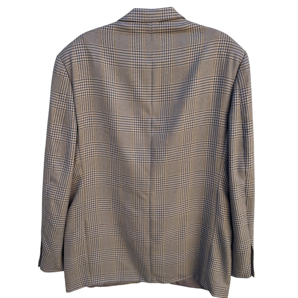 Venezia Vintage Plaid Blazer Mens Preppy Houndstooth Suit Blazer Jacket 44L