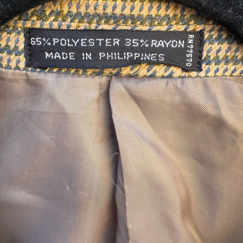 Venezia Vintage Plaid Blazer Mens Preppy Houndstooth Suit Blazer Jacket 44L