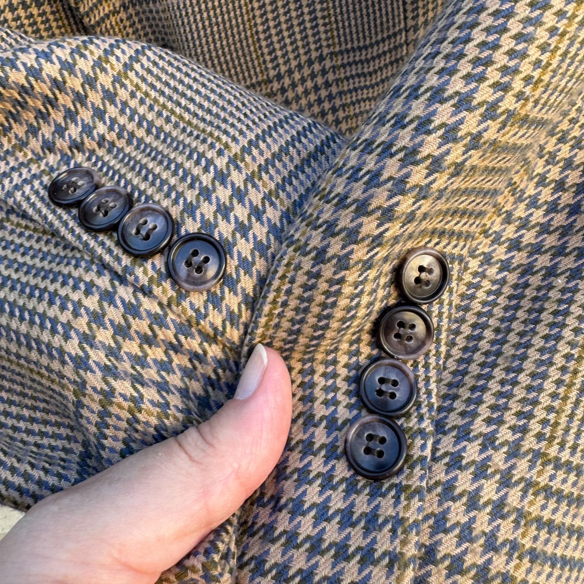 Venezia Vintage Plaid Blazer Mens Preppy Houndstooth Suit Blazer Jacket 44L