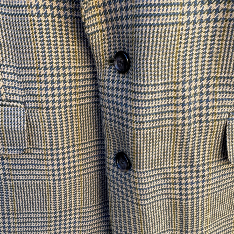 Venezia Vintage Plaid Blazer Mens Preppy Houndstooth Suit Blazer Jacket 44L