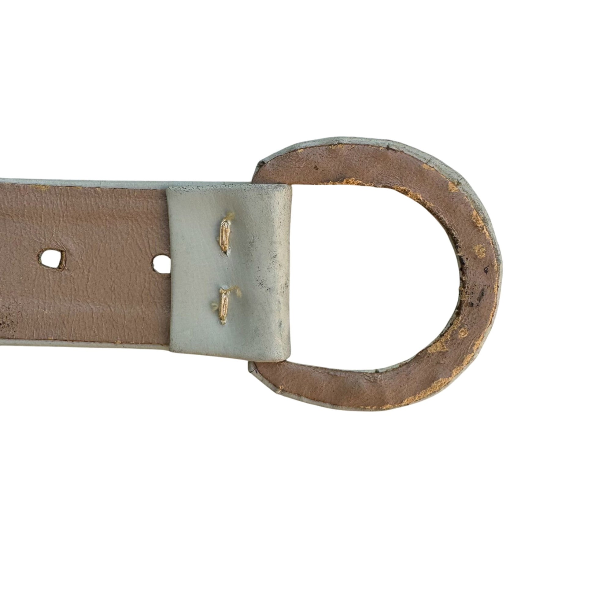 Calderon Vintage 60s 70s Womens Beige Oval Buckle Classic Design Leather Belt 30