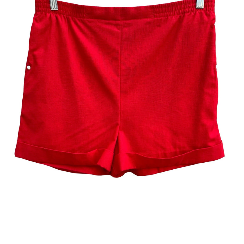Catalina Vintage 80s Red High Waist Cuffed Short Shorts Nautical Womens 14 Beach