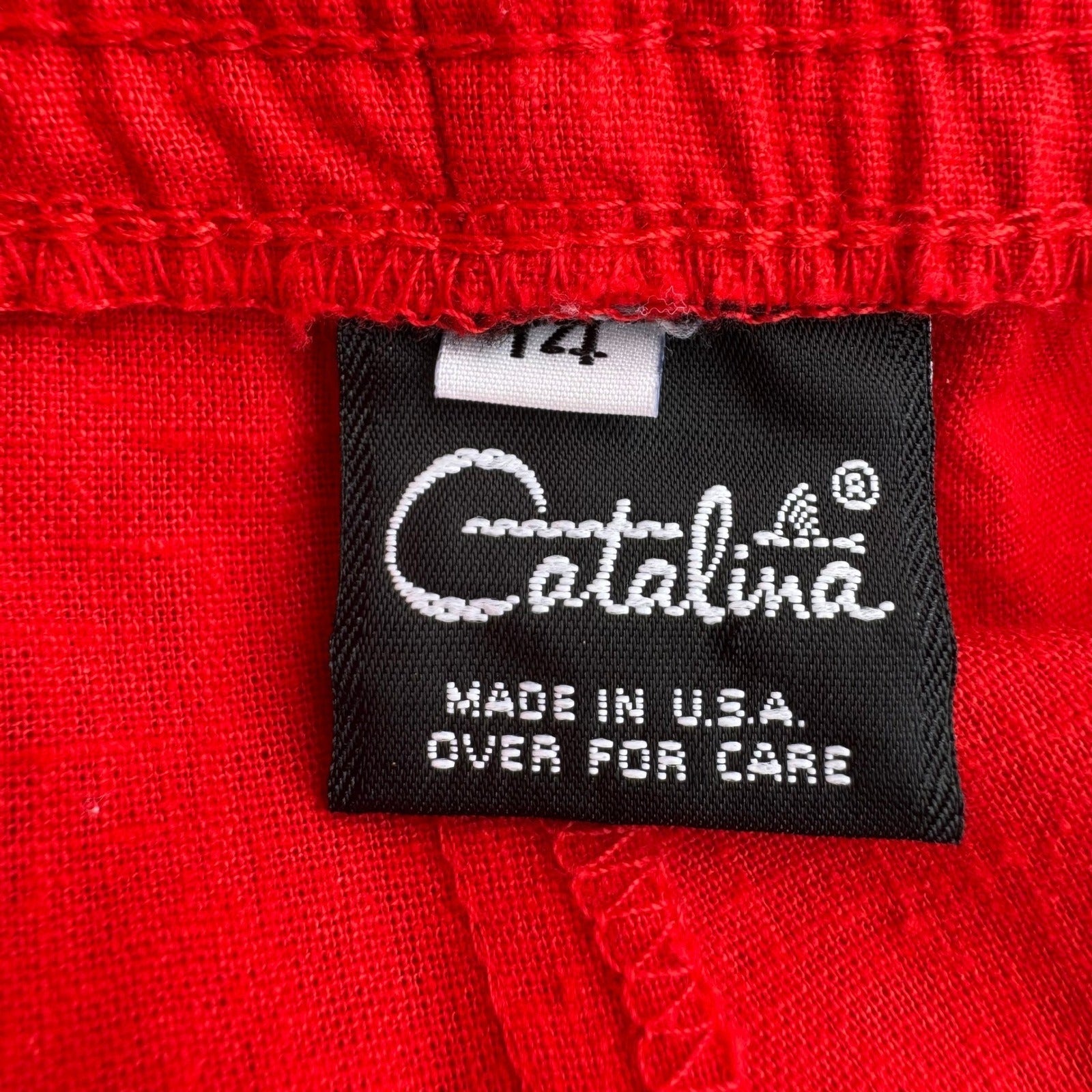 Catalina Vintage 80s Red High Waist Cuffed Short Shorts Nautical Womens 14 Beach