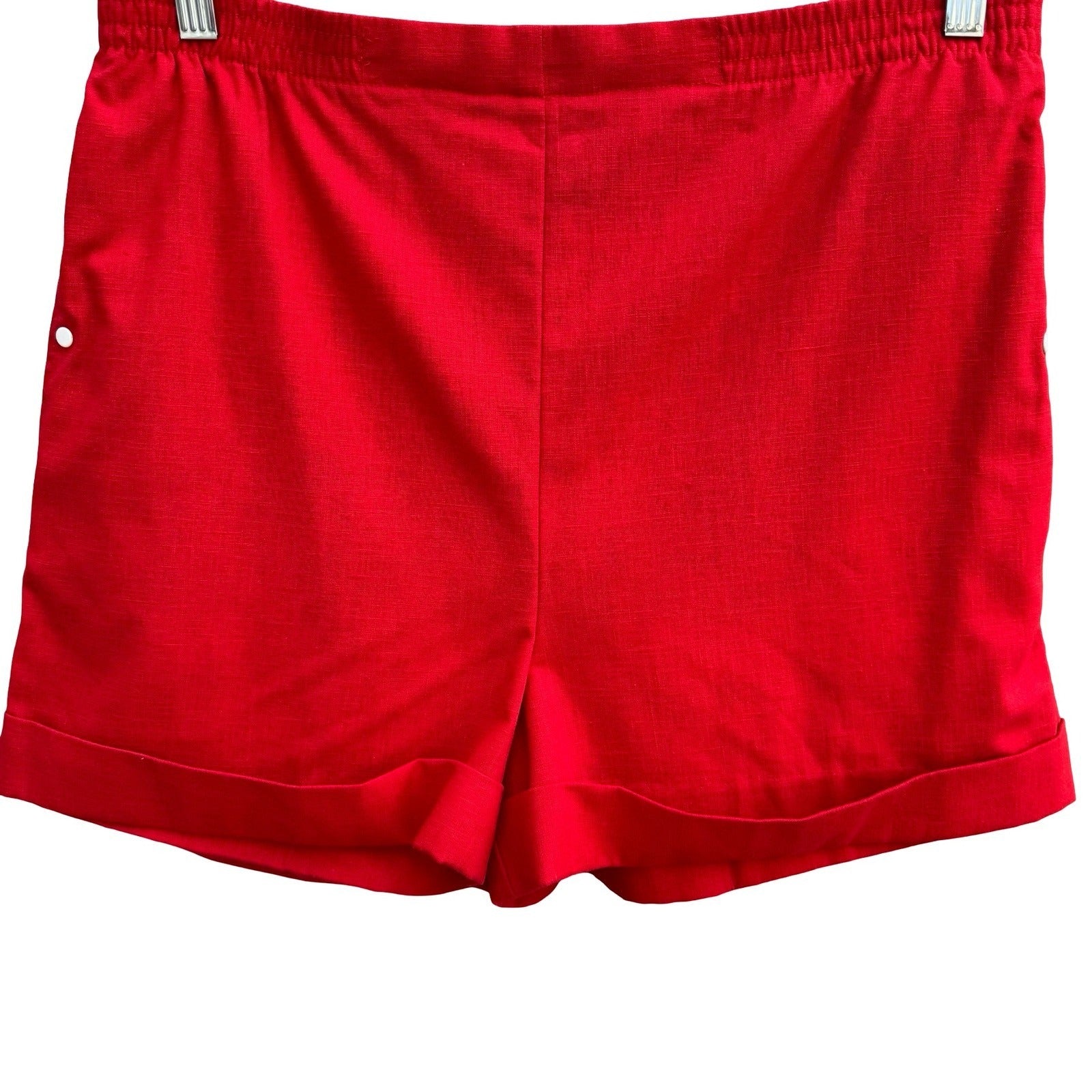 Catalina Vintage 80s Red High Waist Cuffed Short Shorts Nautical Womens 14 Beach