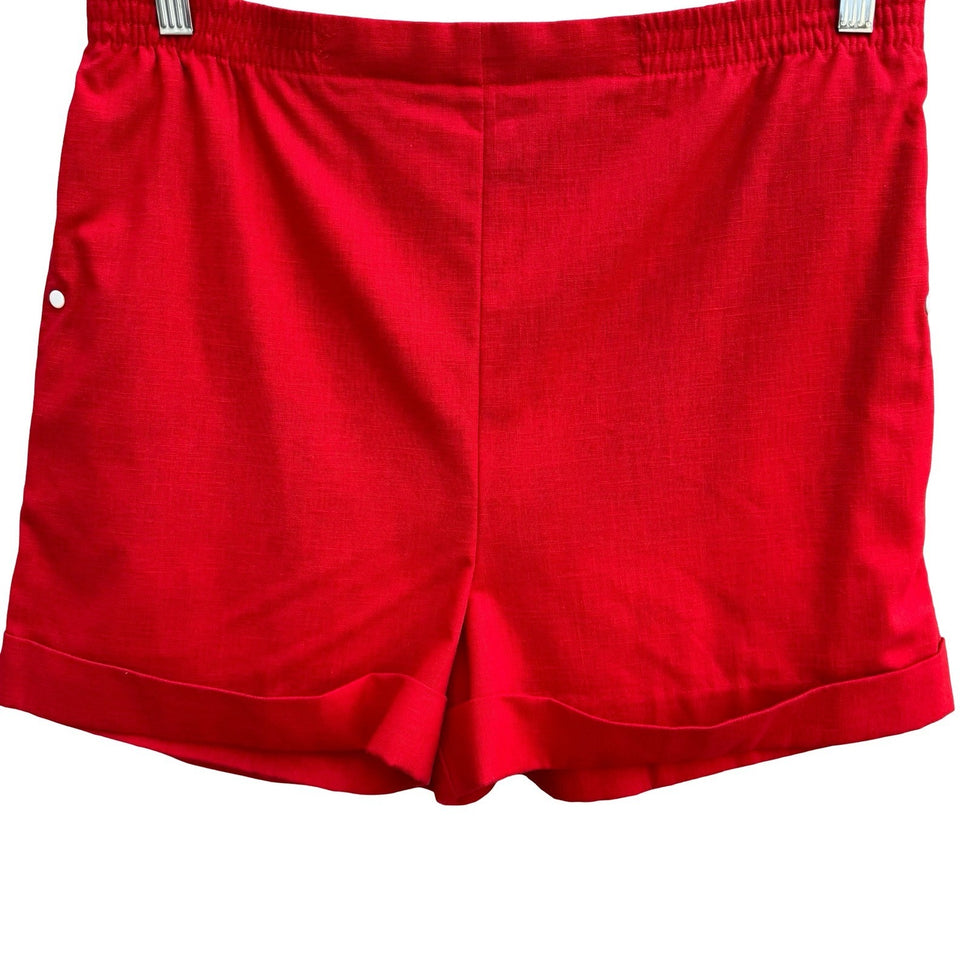 Catalina Vintage 80s Red High Waist Cuffed Short Shorts Nautical Womens 14 Beach
