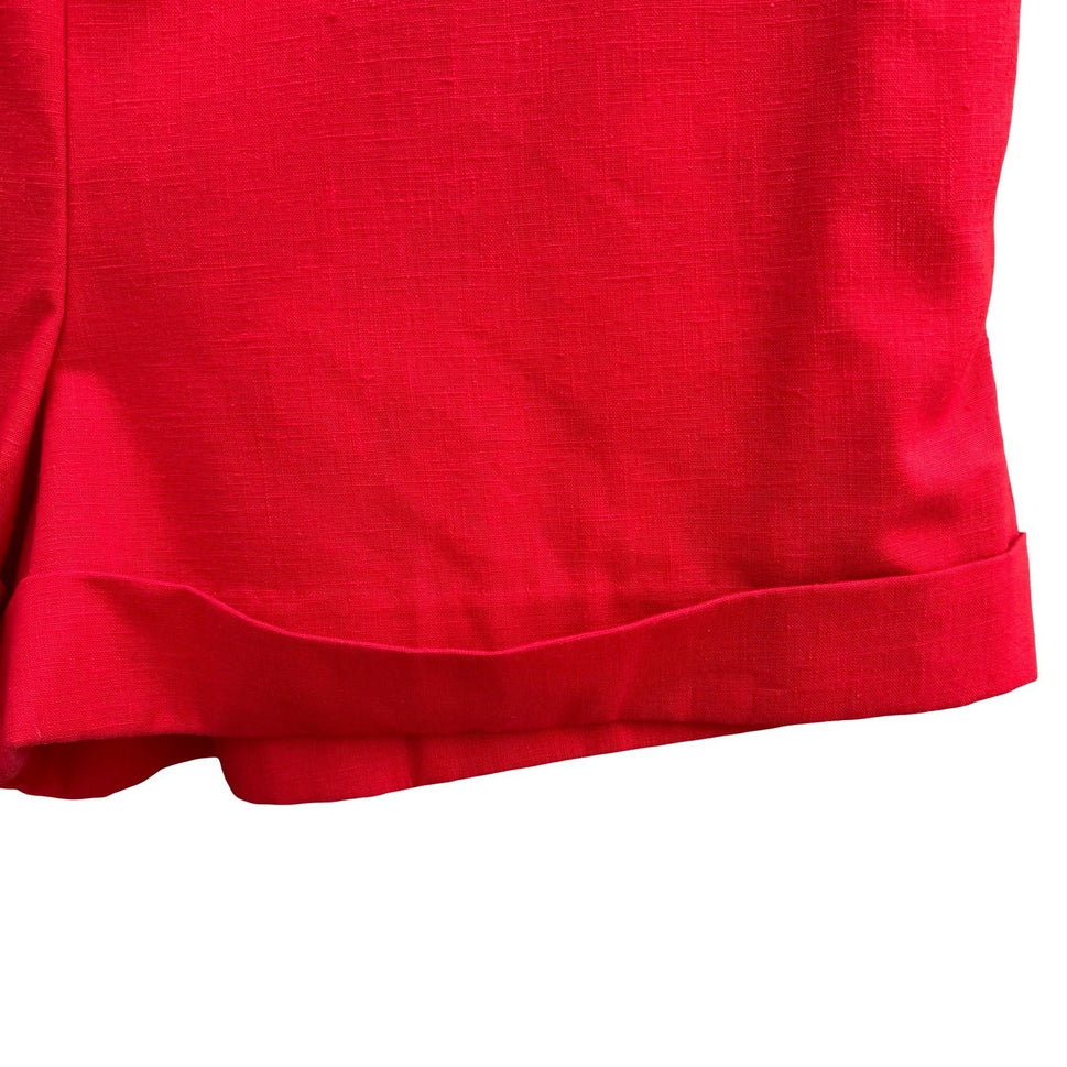 Catalina Vintage 80s Red High Waist Cuffed Short Shorts Nautical Womens 14 Beach