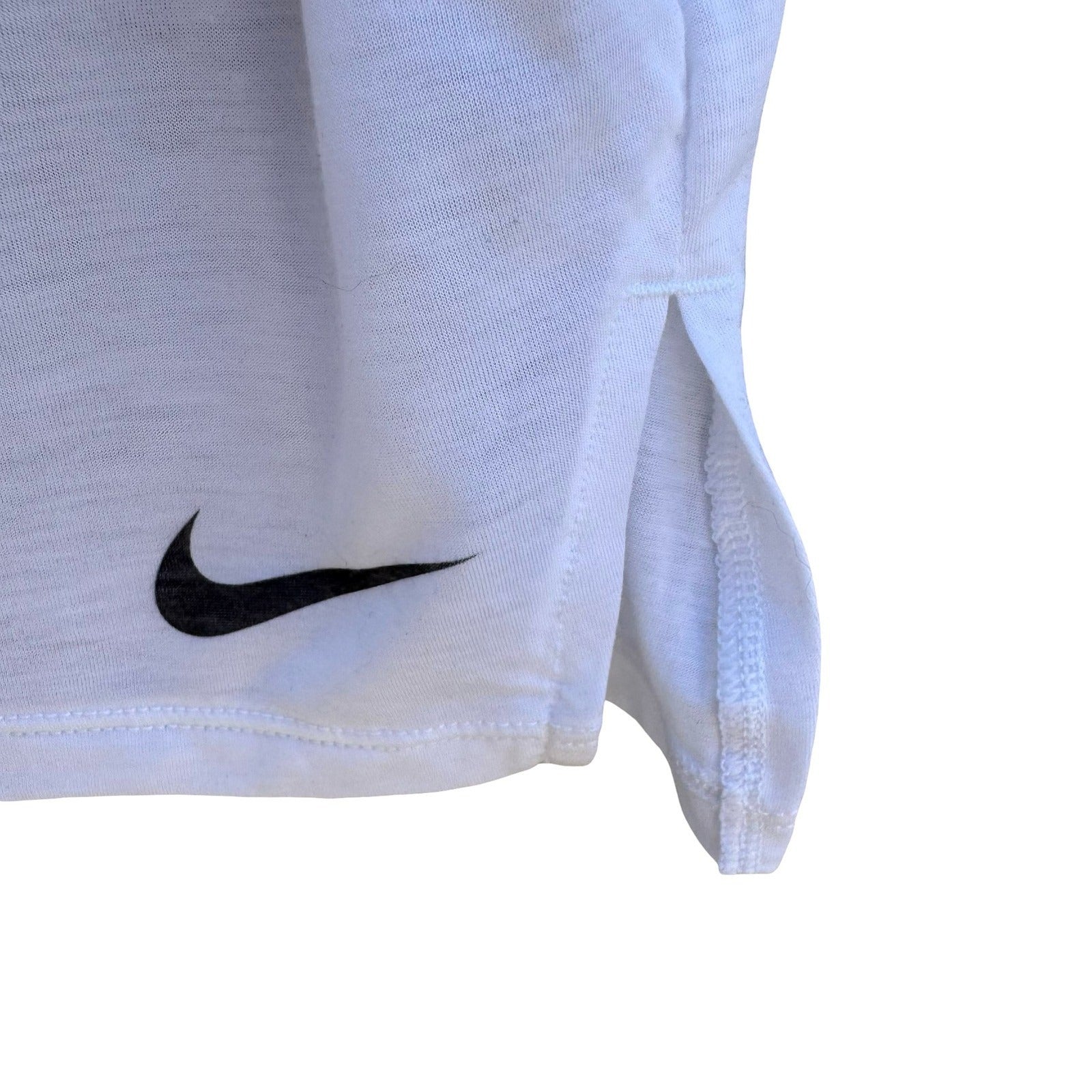Nike Dri-FIT White Mesh Panel Short Sleeve Training Top Large Relaxed Fit Shirt