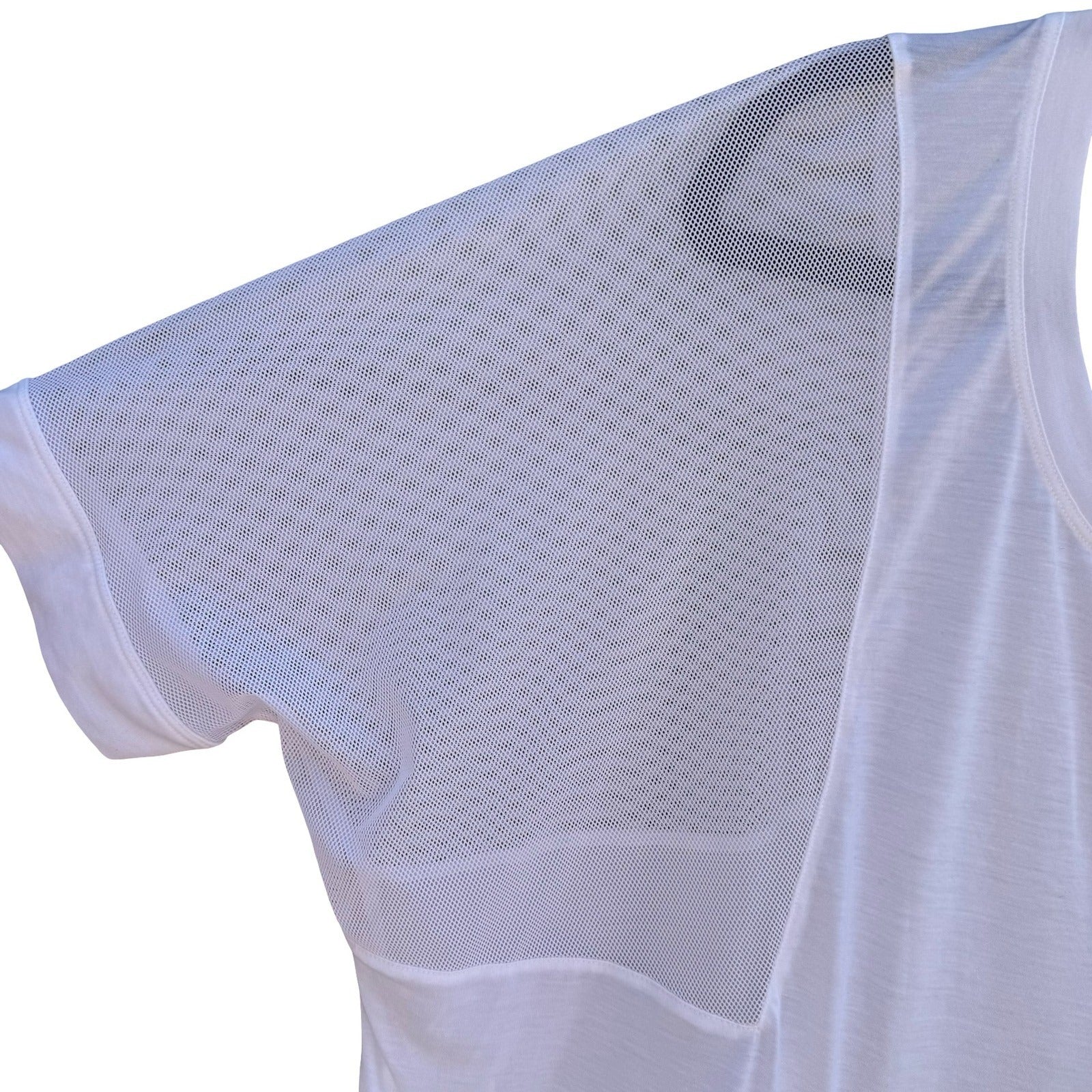 Nike Dri-FIT White Mesh Panel Short Sleeve Training Top Large Relaxed Fit Shirt