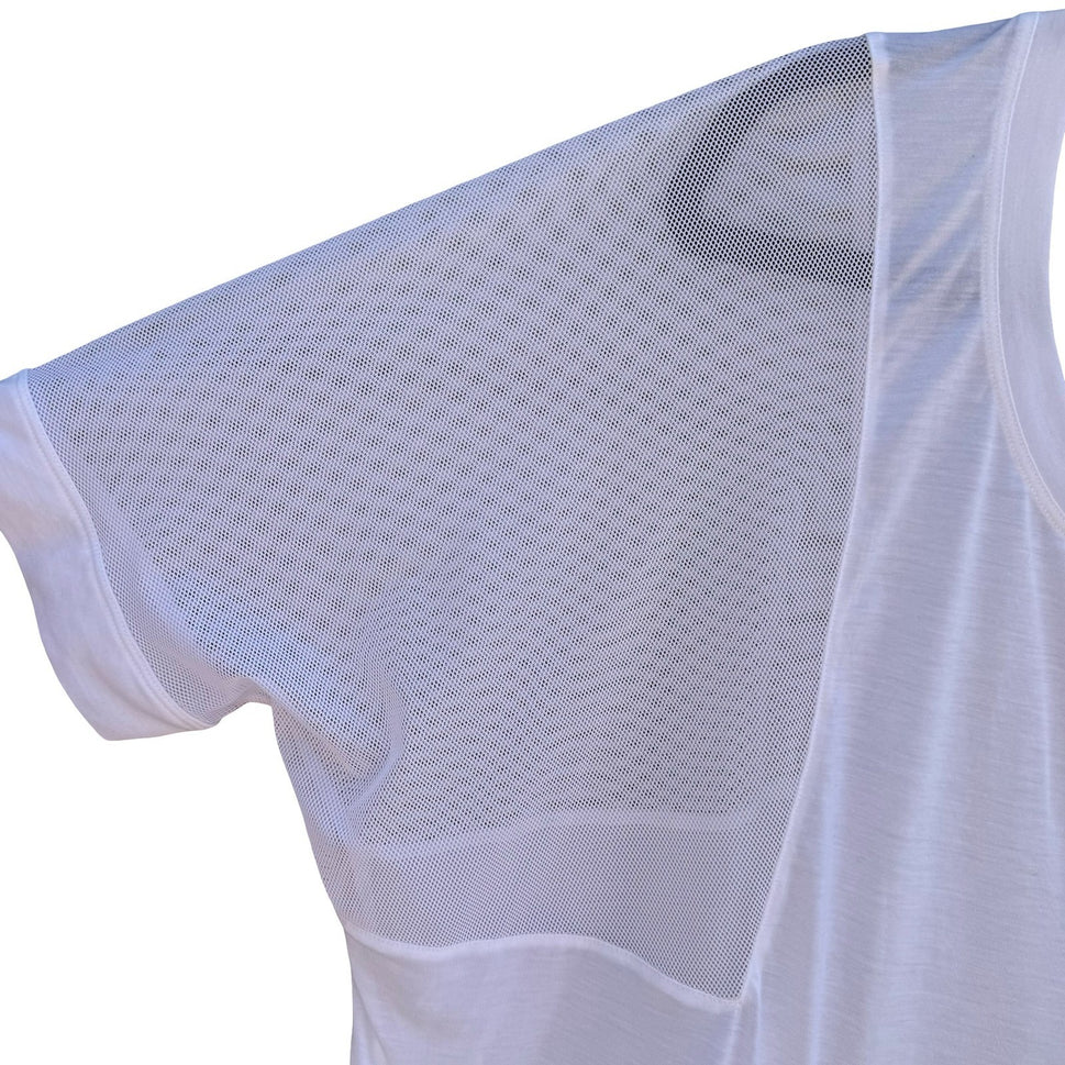 Nike Dri-FIT White Mesh Panel Short Sleeve Training Top Large Relaxed Fit Shirt