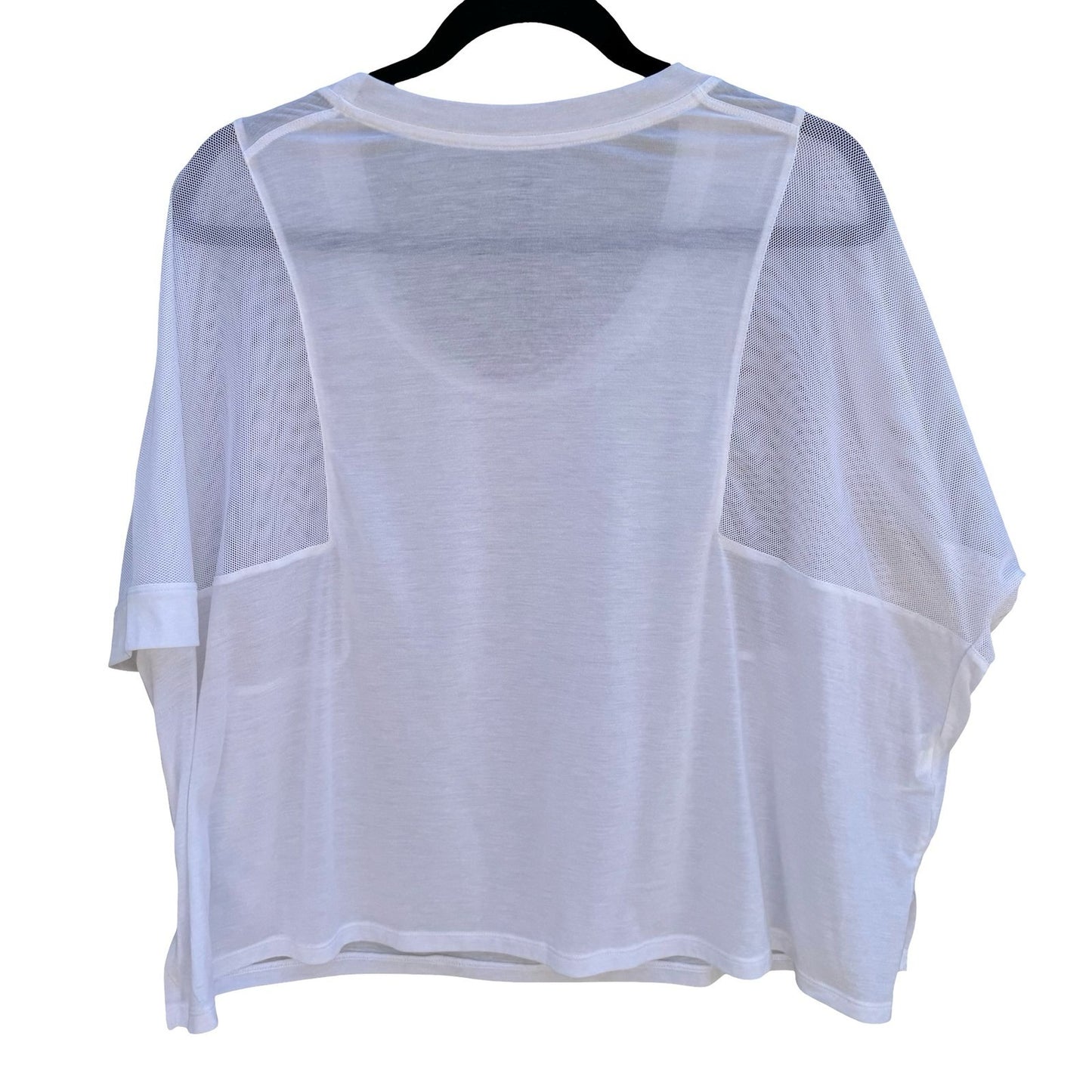 Nike Dri-FIT White Mesh Panel Short Sleeve Training Top Large Relaxed Fit Shirt