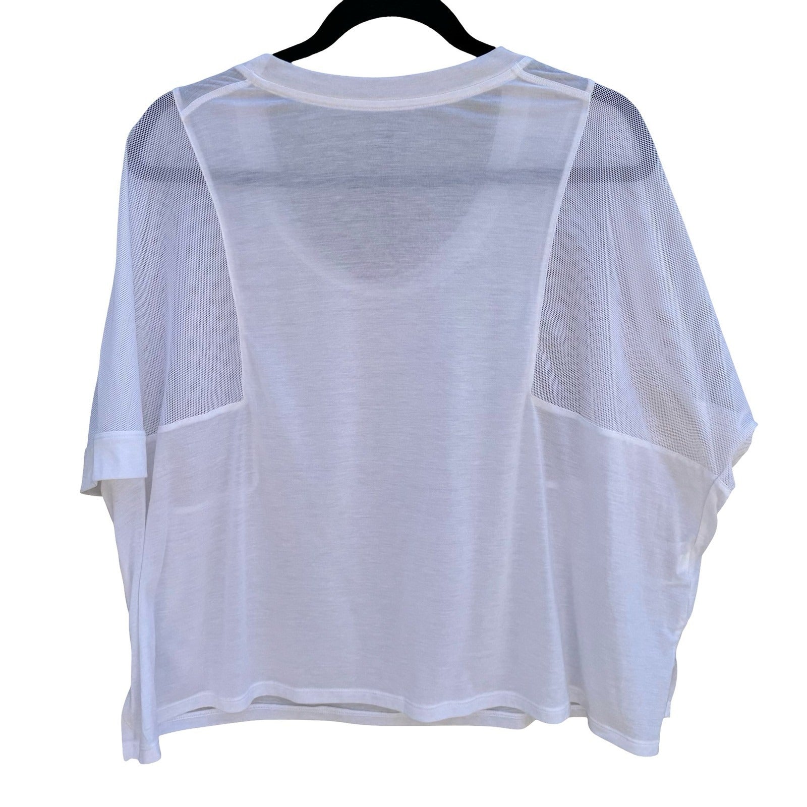 Nike Dri-FIT White Mesh Panel Short Sleeve Training Top Large Relaxed Fit Shirt